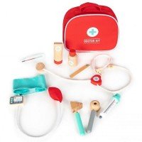 Trusa de doctor din lemn Ecotoys cu 10 piese