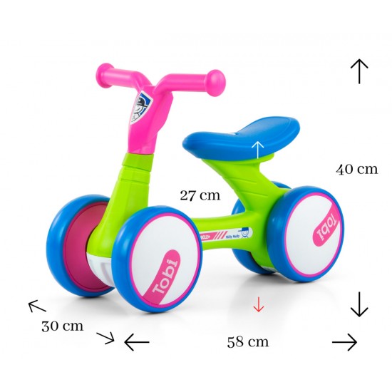 Bicicleta fara pedale Tobi Pink Green
