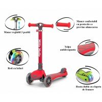 Trotineta pliabila cu roti luminoase Boogie Red Milly Mally