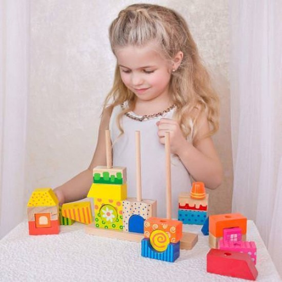 Casuta din cuburi cu stativ