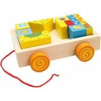 Jucarie de tras cu 19 cuburi colorate