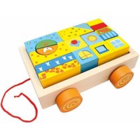 Jucarie de tras cu 19 cuburi colorate