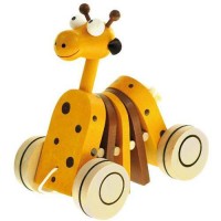 Jucarie de Tras din Lemn Girafa