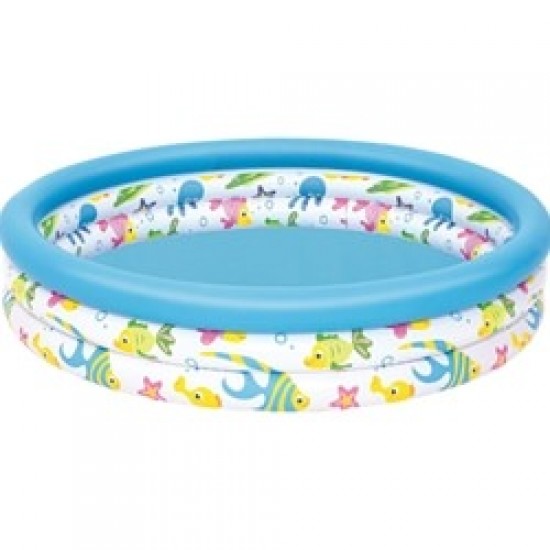 Piscina Gonflabila cu 3 Inele si Imprimeu cu Corali