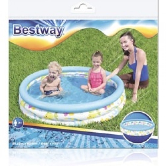 Piscina Gonflabila cu 3 Inele si Imprimeu cu Corali