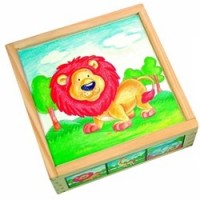 Set Cuburi de Lemn Animale Salbatice