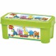 Set de Construit Maxi Cuburi Colorate cu Tren si Animale de la Zoo Abrick