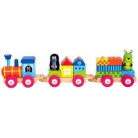 Trenulet din Lemn cu Casute si Figurine Little Mole