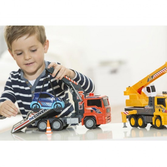 Camion de tractare Dickie Toys MAN Air Pump Crane Truck cu 1 masinuta