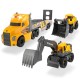Camion Dickie Toys Mack Volvo Heavy Loader Truck cu remorca, buldozer si camion basculant
