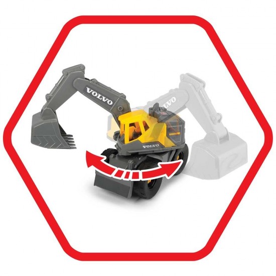 Camion Dickie Toys Mack Volvo Heavy Loader Truck cu remorca, buldozer si camion basculant