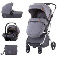 Carucior copii Chipolino Piruet 3 in 1 Asphalt cu sezut rotativ