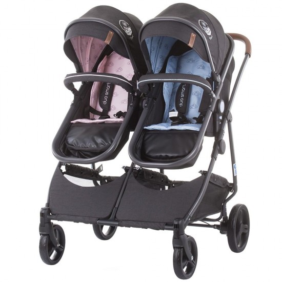 Carucior gemeni Chipolino Duo Smart 2 in 1 Blue Pink