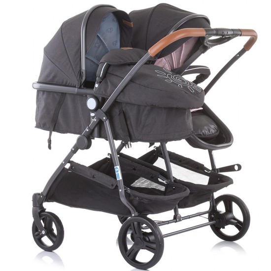 Carucior gemeni Chipolino Duo Smart 2 in 1 Blue Pink
