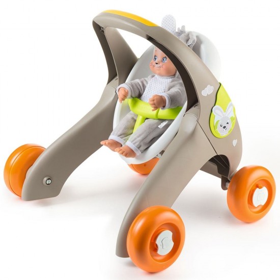 Carucior pentru papusi Smoby Minikiss 3 in 1 Gri