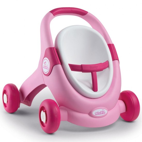 Carucior pentru papusi Smoby Minikiss 3 in 1 Roz