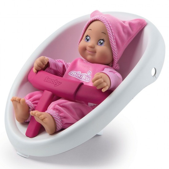 Carucior pentru papusi Smoby Minikiss 3 in 1 Roz