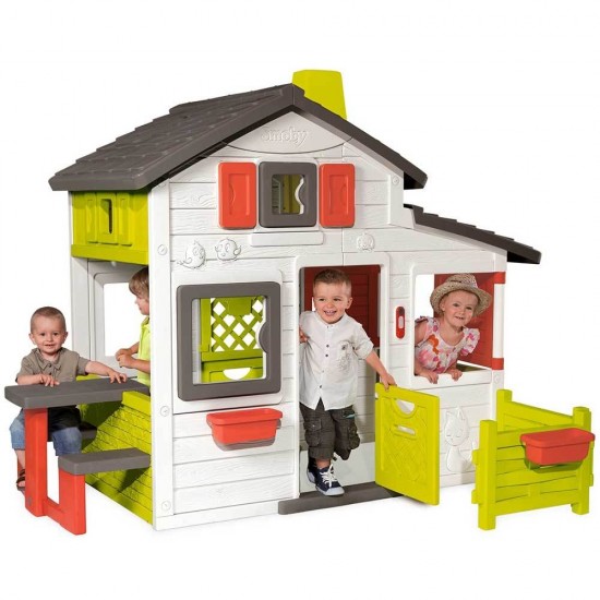 Casuta pentru copii Smoby Friends Playhouse cu gradina