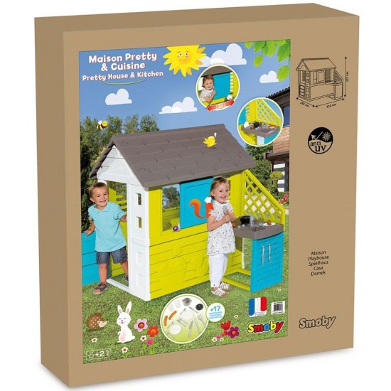 Casuta pentru copii Smoby Pretty cu bucatarie