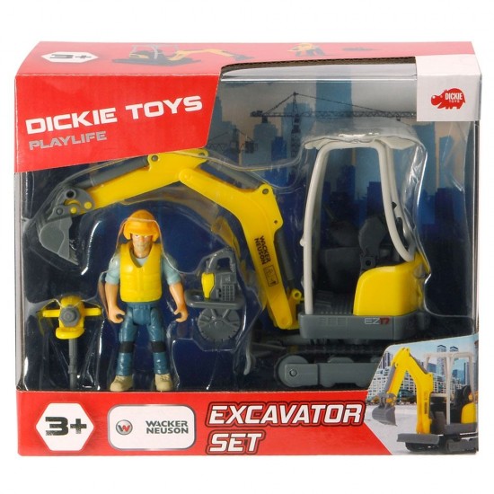 Set excavator Dickie Toys Playlife cu figurina si accesorii