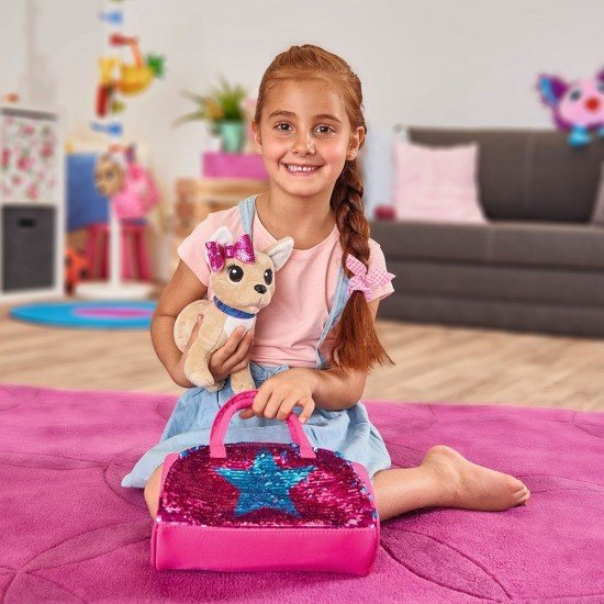 Jucarie de plus Simba Catel Chi Chi Love Swap fashion 20 cm cu geanta