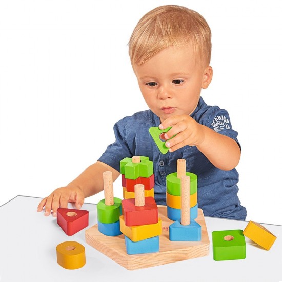 Jucarie educativa din lemn Eichhorn Stacking Toy