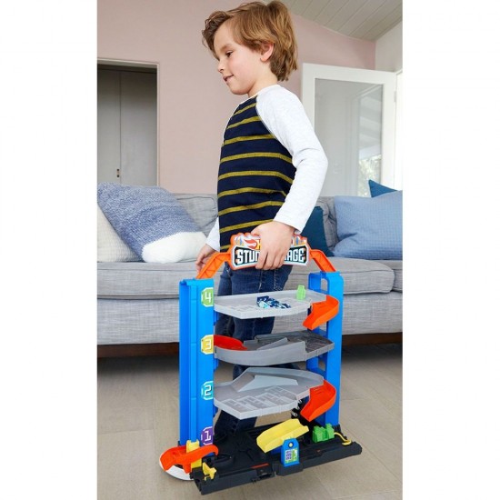 Jucarie Hot Wheels City Garajul cu cascadorii cu 1 masinuta