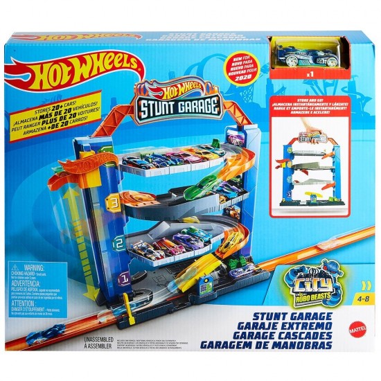 Jucarie Hot Wheels City Garajul cu cascadorii cu 1 masinuta