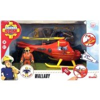 Jucarie Simba Elicopter Fireman Sam Wallaby cu figurina si accesorii