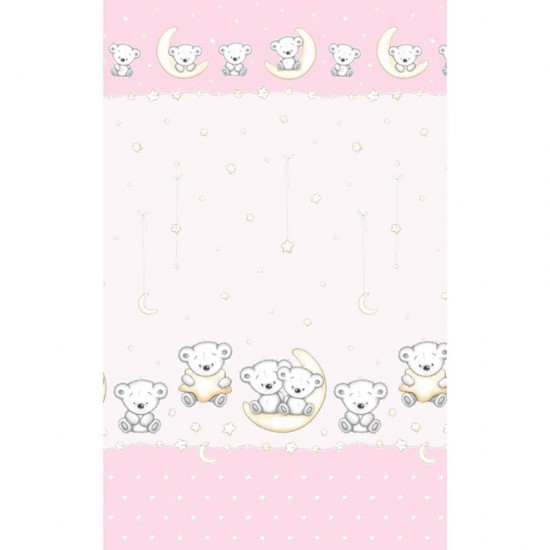 Lenjerie patut Hubners Ursulet pe Semiluna 5 piese roz