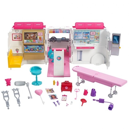 Masina ambulanta Barbie by Mattel I can be Clinica mobila 2 in 1