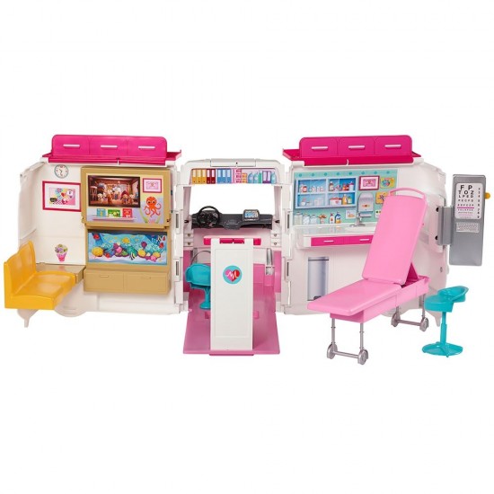 Masina ambulanta Barbie by Mattel I can be Clinica mobila 2 in 1