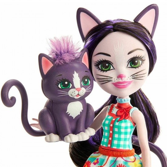 Papusa Enchantimals Mattel Ciesta Cat cu figurina Climber