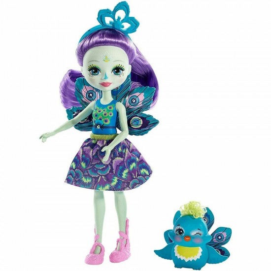 Papusa Enchantimals Mattel Patter Peacock cu figurina