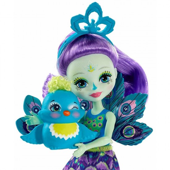 Papusa Enchantimals Mattel Patter Peacock cu figurina