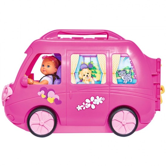Papusa Simba Evi Love 12 cm Holiday Camper cu rulota si accesorii