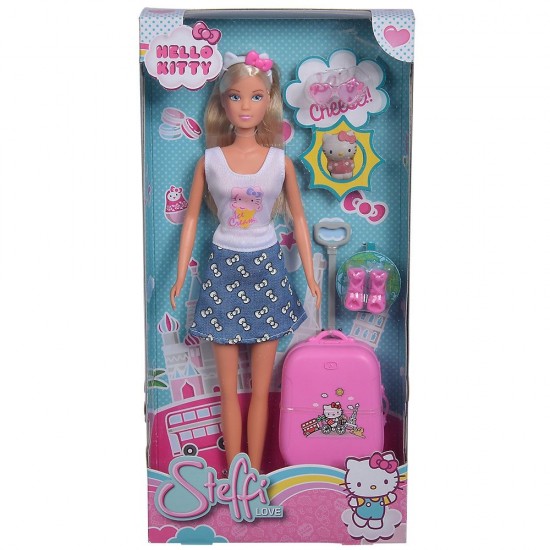 Papusa Simba Steffi Love Hello Kitty Travel 29 cm cu accesorii