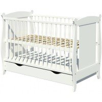 Patut copii din lemn Hubners Laura 120x60 alb cu sertar