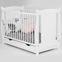 Patut copii din lemn Hubners Laura 120x60 alb cu sertar