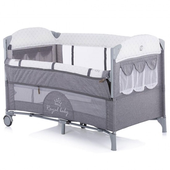 Patut pliabil Chipolino Merida Graphite cu laterala culisanta