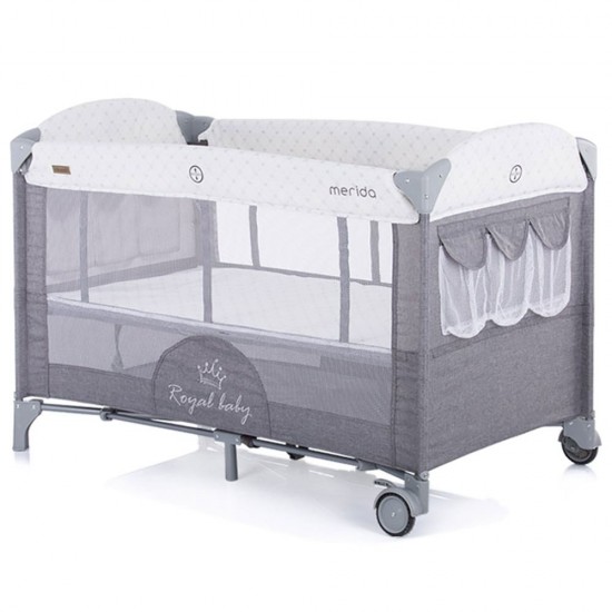 Patut pliabil Chipolino Merida Graphite cu laterala culisanta