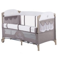 Patut pliabil Chipolino Merida Mocca cu laterala culisanta