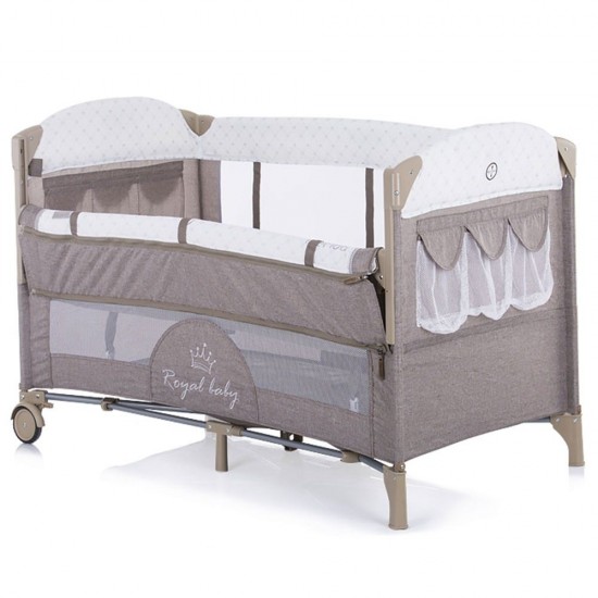 Patut pliabil Chipolino Merida Mocca cu laterala culisanta