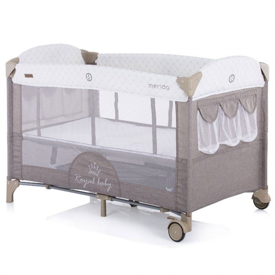 Patut pliabil Chipolino Merida Mocca cu laterala culisanta