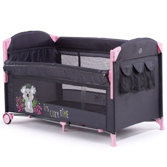 Patut pliabil Chipolino Merida Peony Pink cu laterala culisanta