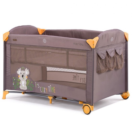 Patut pliabil Chipolino Merida vanilla cu laterala culisanta