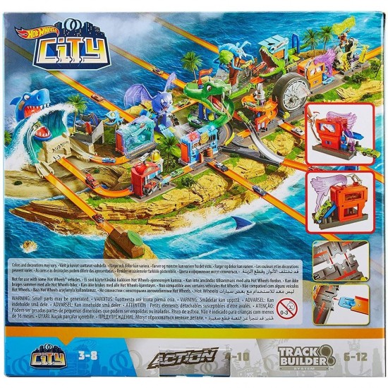 Pista de masini Hot Wheels Mattel City Downtown Speedy Fuel Stop cu masinuta