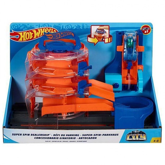 Pista de masini Hot Wheels City Spin Dealership cu masinuta