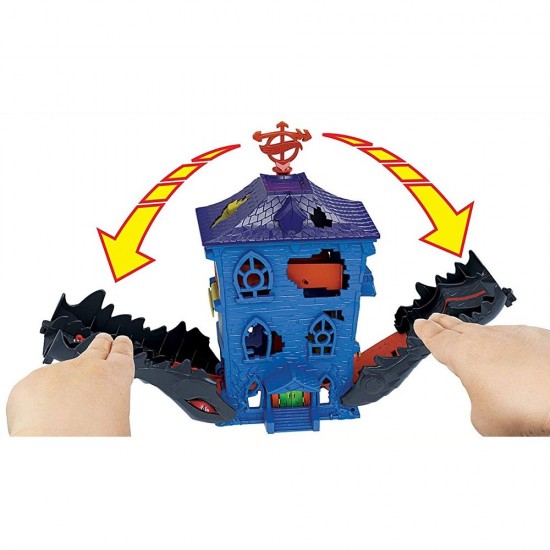 Pista de masini Hot Wheels Mattel Croc Mansion Attack cu masinuta