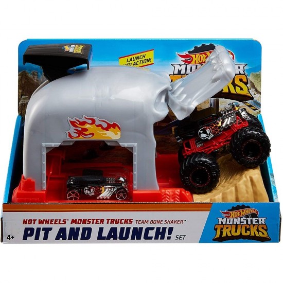 Pista de masini Hot Wheels Mattel Monster Truck Bone Shaker cu 2 masinute
